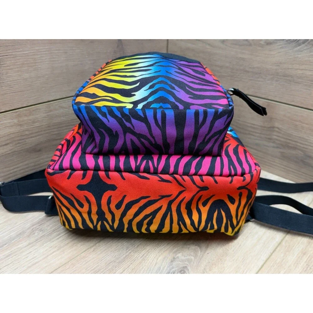 JanSport Rainbow Zebra Print Mini Backpack Made in USA - 90s Vintage